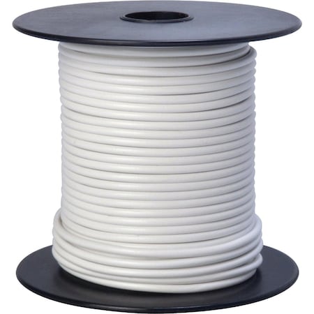 Road Power Primary Wire, Copper, 16 AWG, 1C, White, Stranded, 100 ft. 55667923